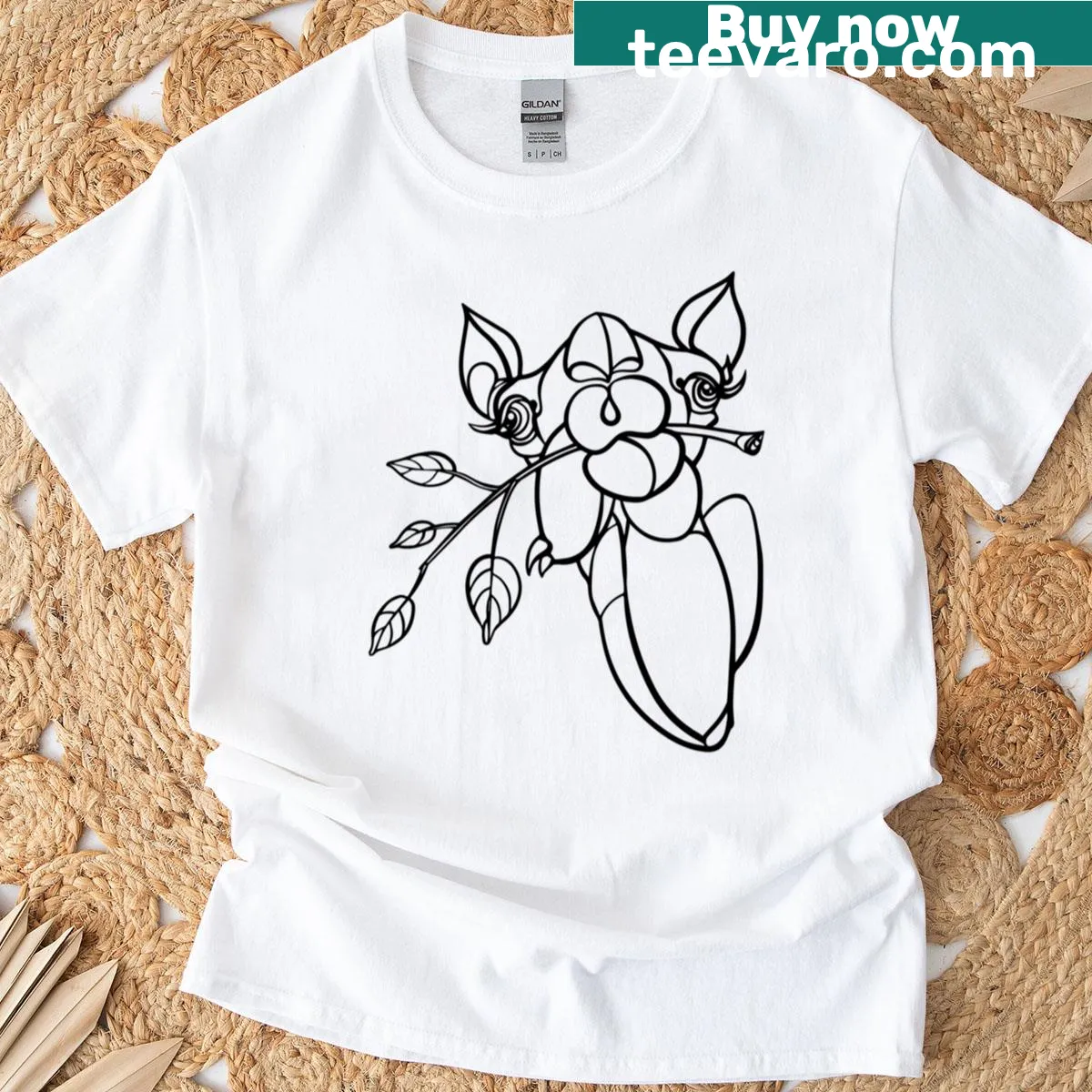 Oversized T-shirt with a cute illustration of a camel biting a leaf. — on a men's t-shirt