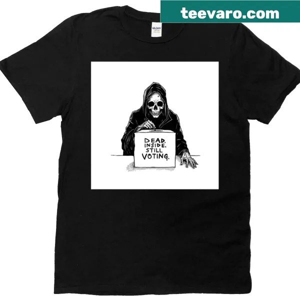 Oversized t-shirt with sarcastic voting quote.