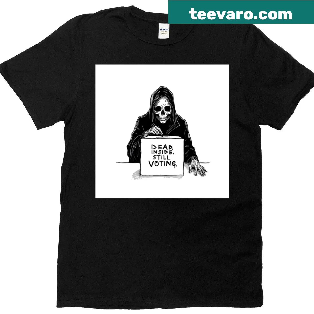 Oversized t-shirt with sarcastic voting quote. — on a men's t-shirt