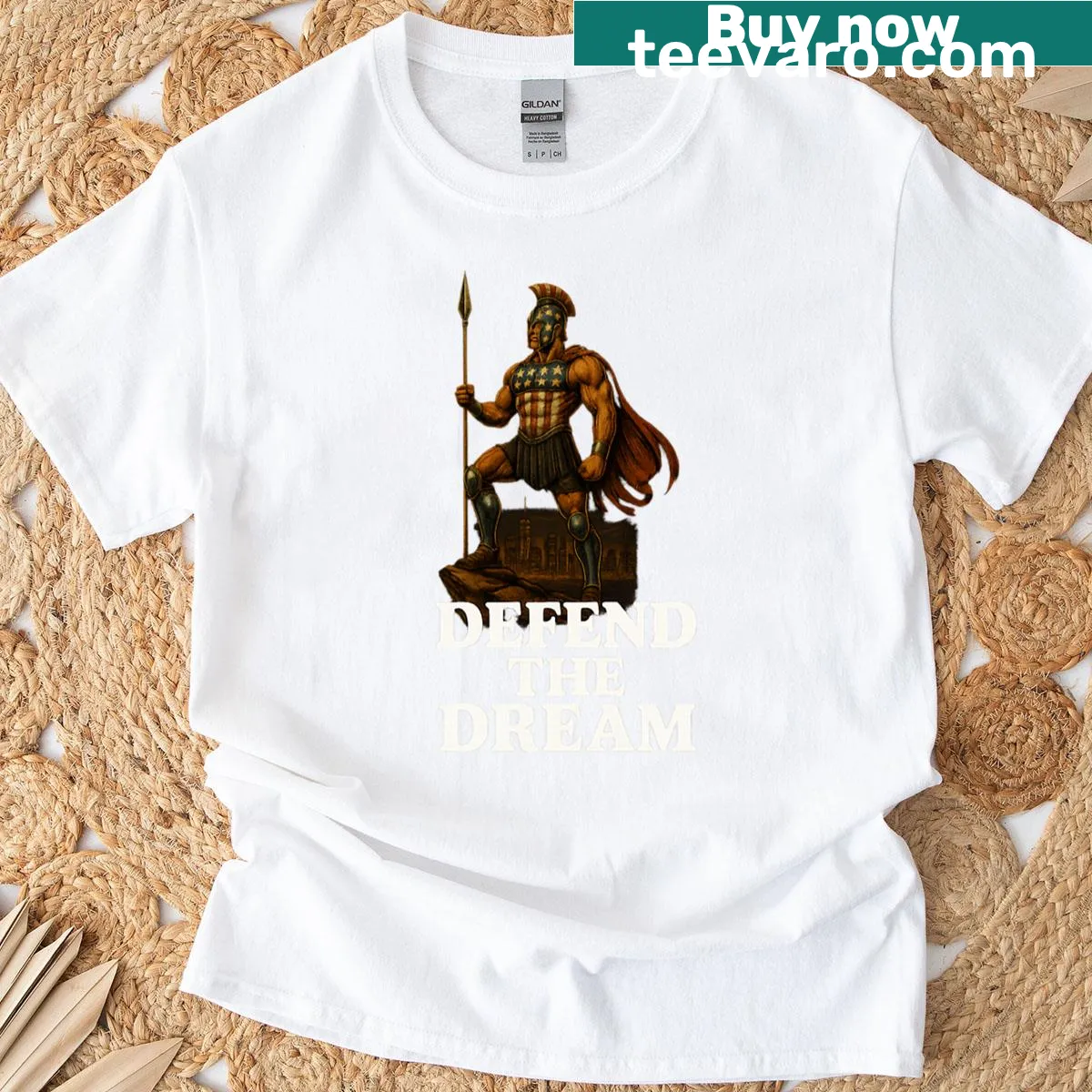 Oversized T-shirt featuring the inspirational phrase 'Defend The Dream.' — on a men's t-shirt