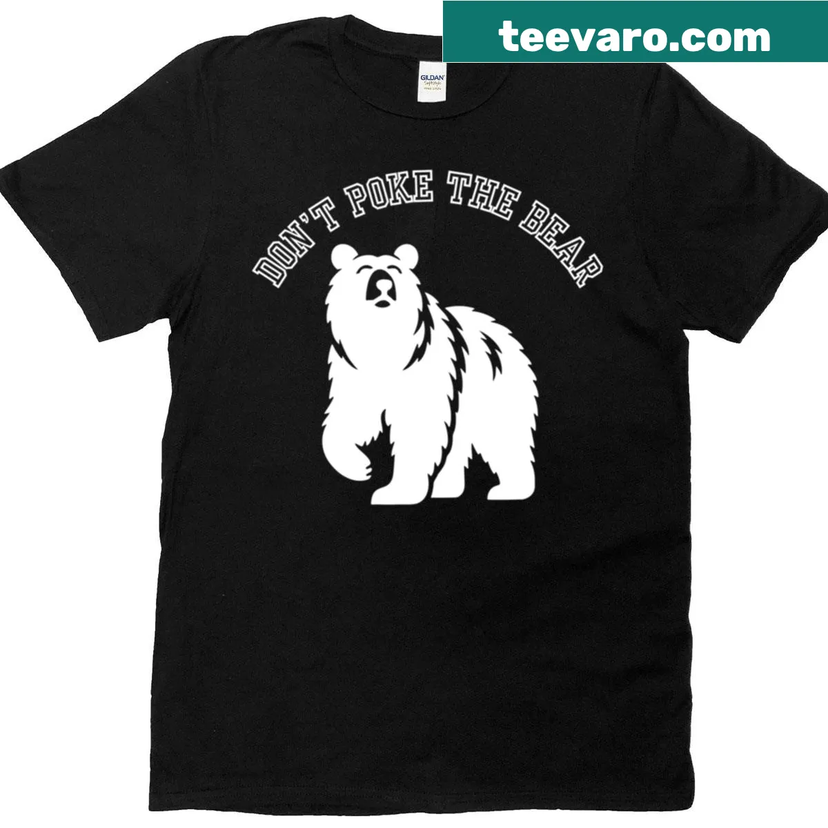 California Republic T-shirt with 'Don't Poke The Bear' text design. — on a men's t-shirt