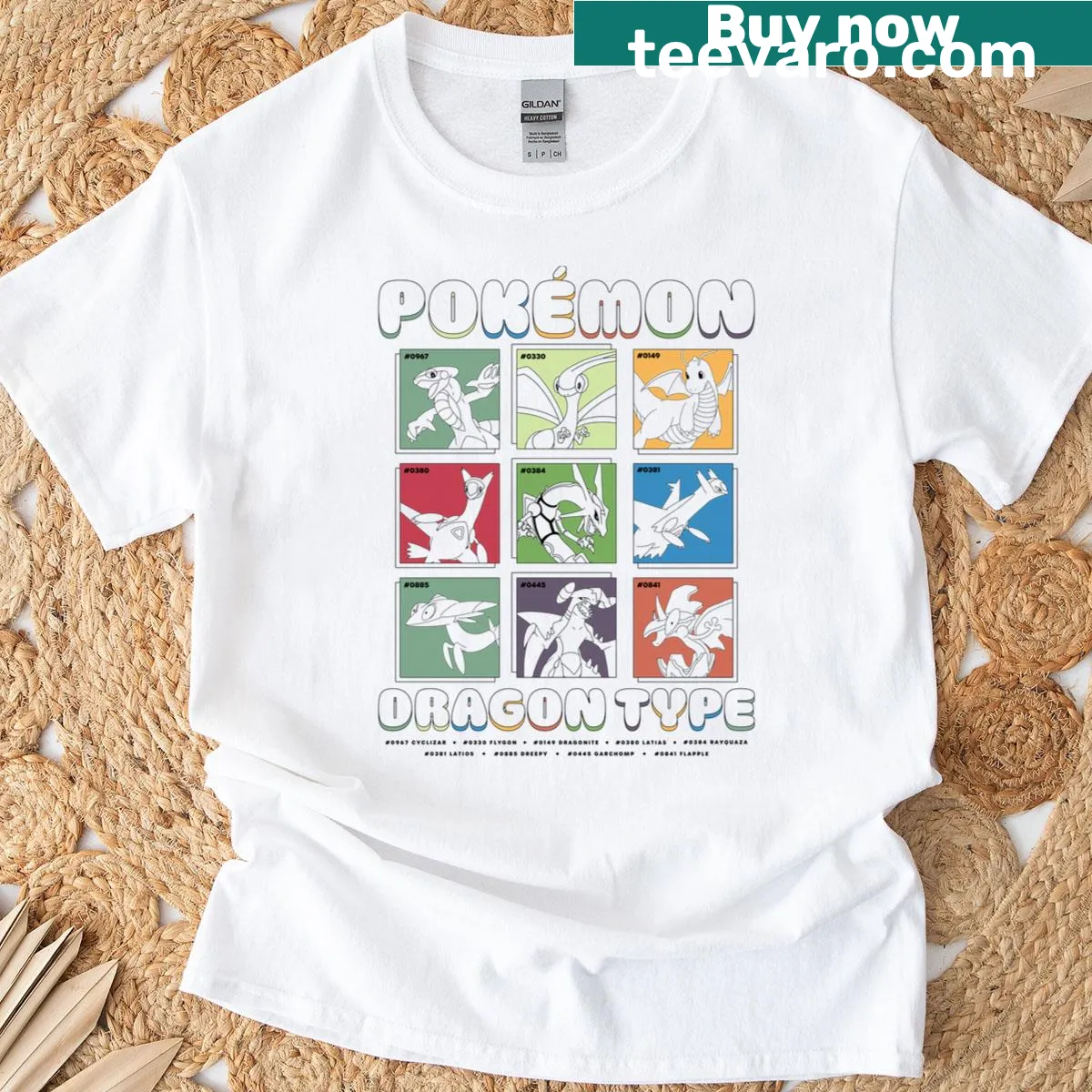 Silhouette grid design featuring various dragon shapes — on a men's t-shirt