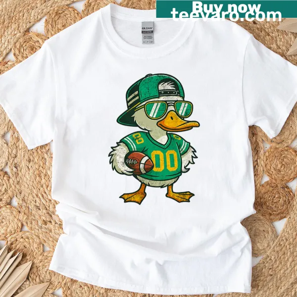 Illustration of a duck in a football helmet for kids' T-shirt