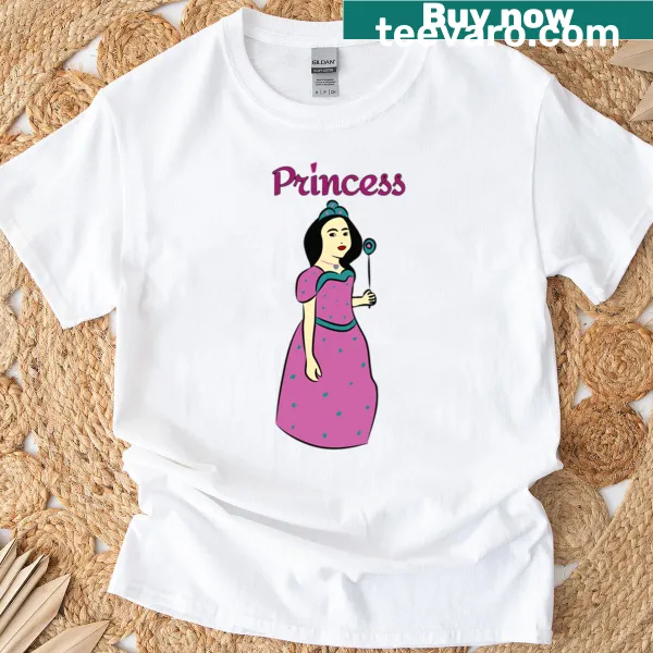 Cartoon princess in pink gown illustrating a whimsical fairy tale.