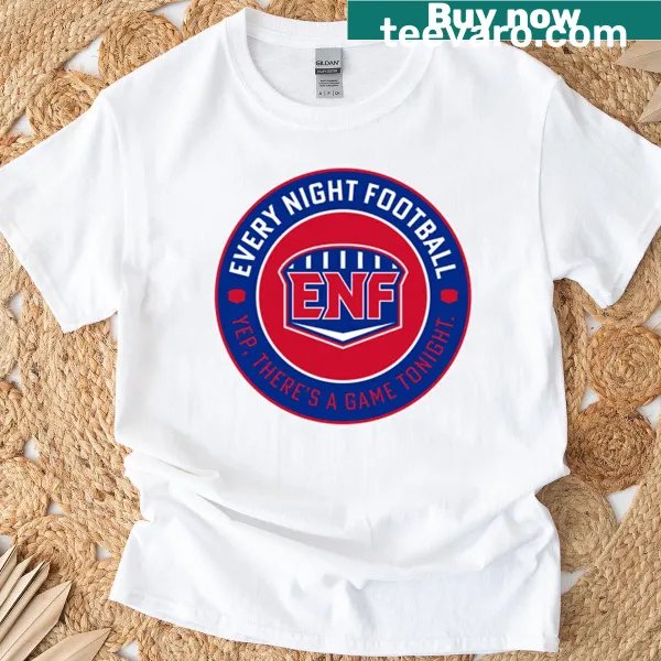 Football-themed T-shirt with a circular slogan
