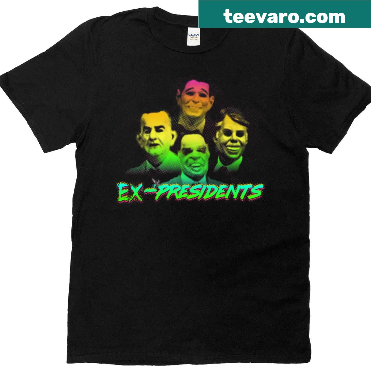Humorous t-shirt celebrating the 'Ex-presidents Appreciation Society.' — on a men's t-shirt