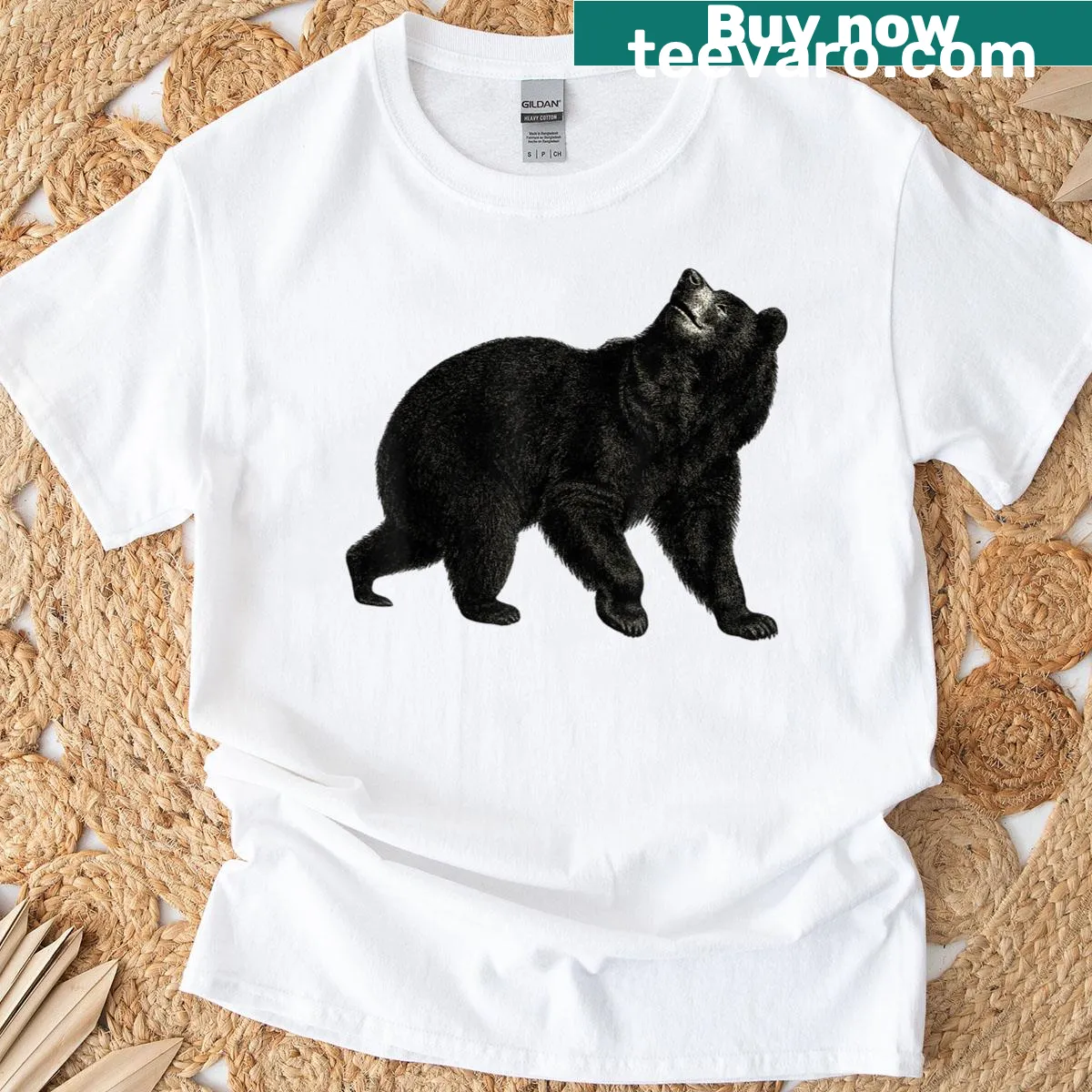 Illustrated bear design capturing the essence of wildlife and nature — on a men's t-shirt