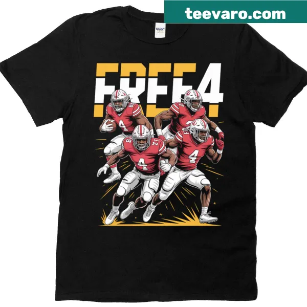 Typographic design on Free 4 Rashee Rice t-shirt with a bold message.