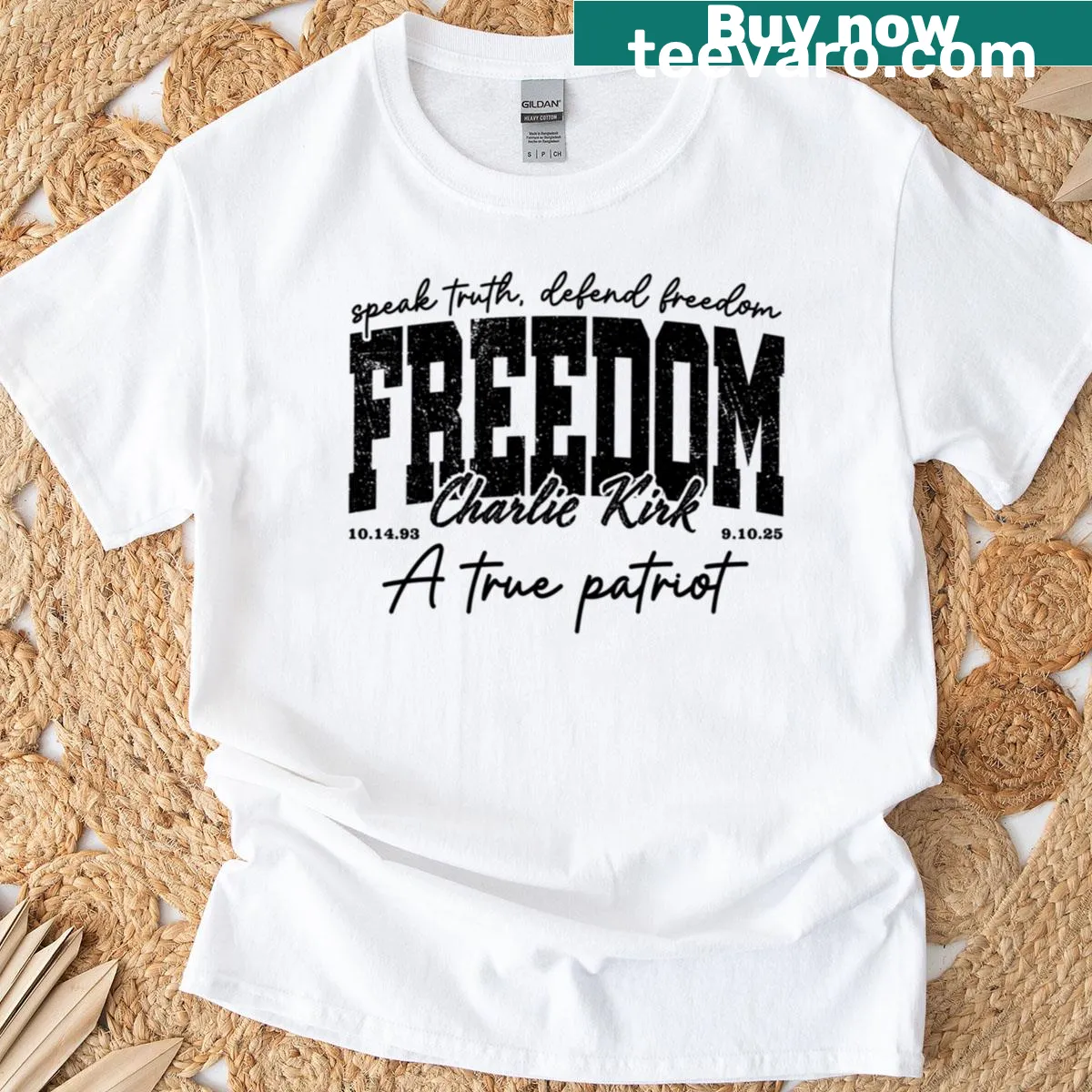 Oversized T-shirt with humorous political jokes inspired by Charlie Kirk — on a men's t-shirt