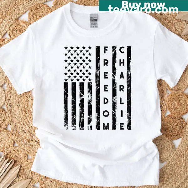 Patriotic T-shirt featuring American flag and freedom message