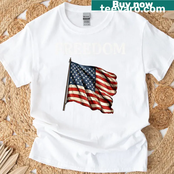 Typography design featuring the USA flag and the word Freedom