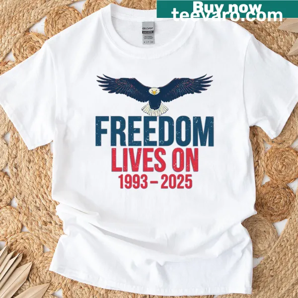 Memorial T-shirt honoring Charlie Kirk with a freedom message