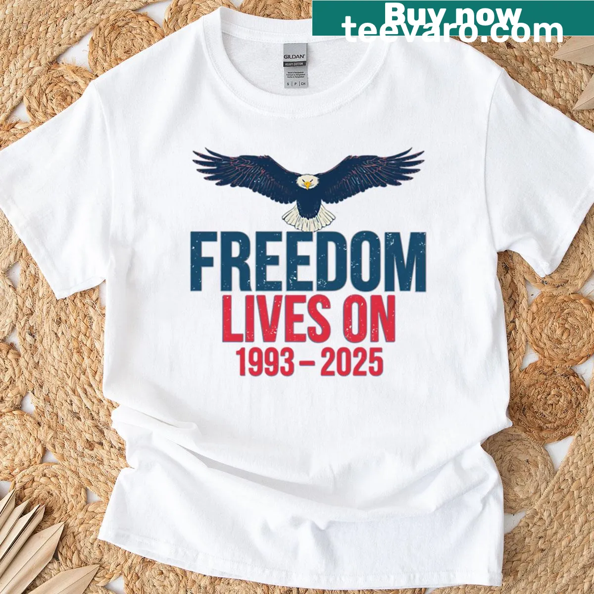 Memorial T-shirt honoring Charlie Kirk with a freedom message — on a men's t-shirt
