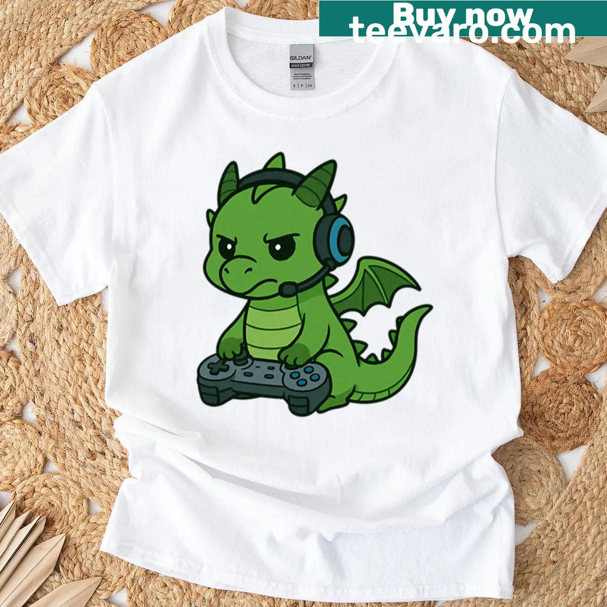 Playful dragon design celebrating gaming for kids — on a men's t-shirt
