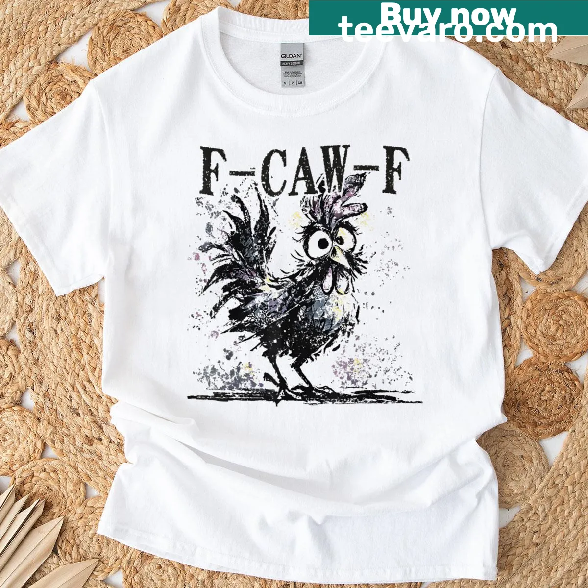 Cartoon rooster t-shirt with a funny Halloween theme — on a men's t-shirt