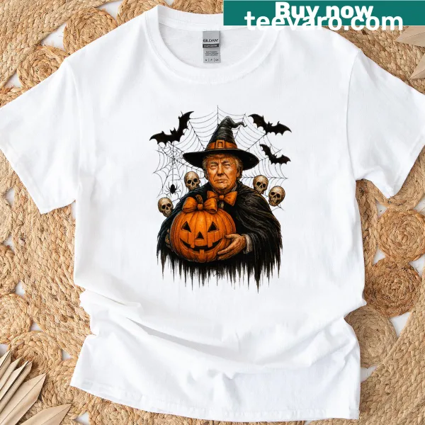 Oversized t-shirt with a funny Halloween witch design and political humor