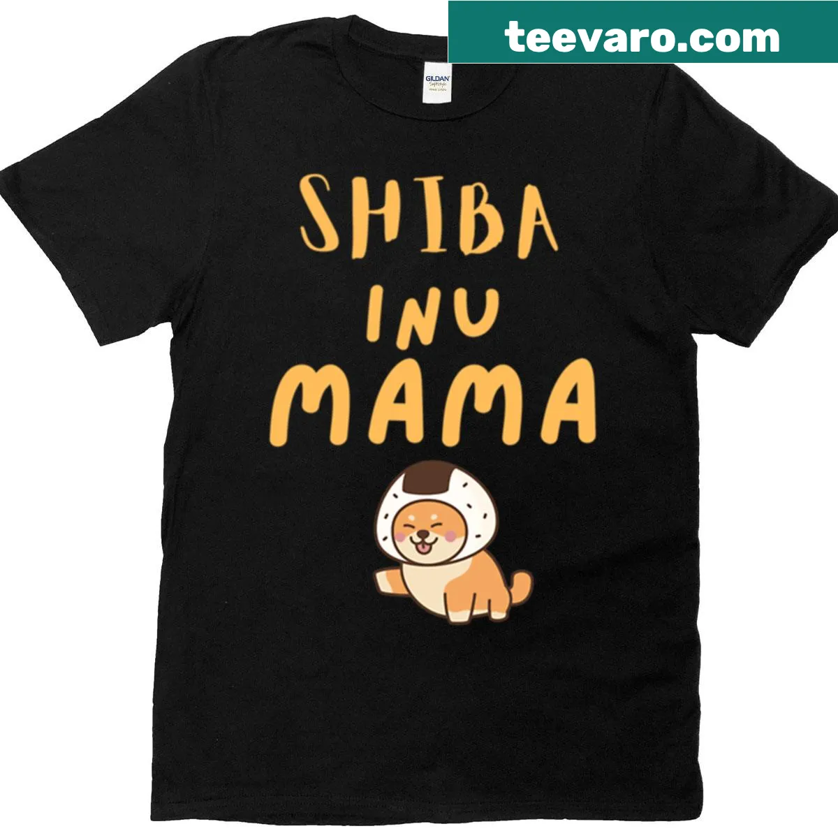 T-shirt with a cute graphic of a Shiba Inu and the text 'Shiba Inu Mama' — on a men's t-shirt