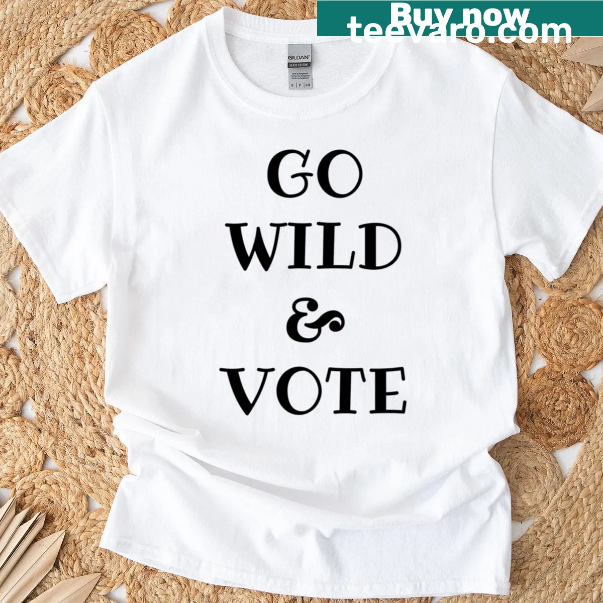 T-shirt with bold 'Go Wild Vote' message encouraging civic engagement — on a men's t-shirt