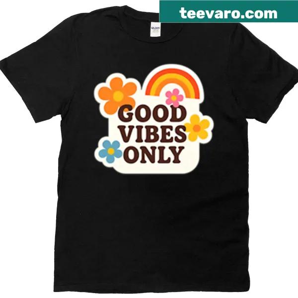 Graphic typography of 'Good Vibes' on t-shirt