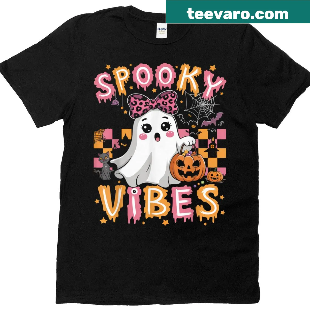 Cute Halloween T-shirt featuring a ghost design for kids. — on a men's t-shirt