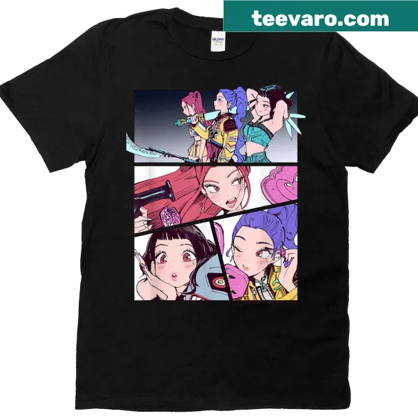 Halloween-themed manhwa panels illustration on a t-shirt