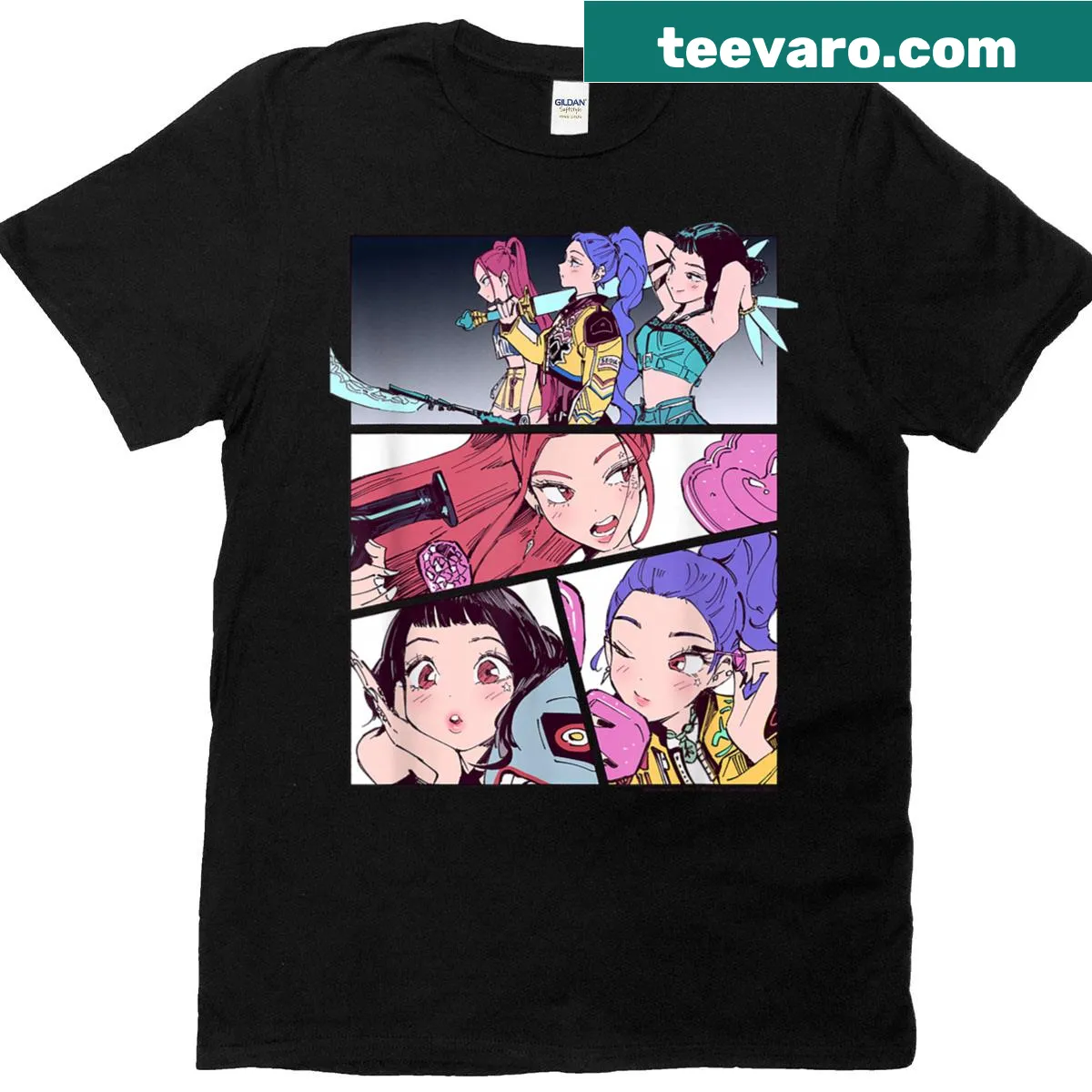 Halloween-themed manhwa panels illustration on a t-shirt — on a men's t-shirt