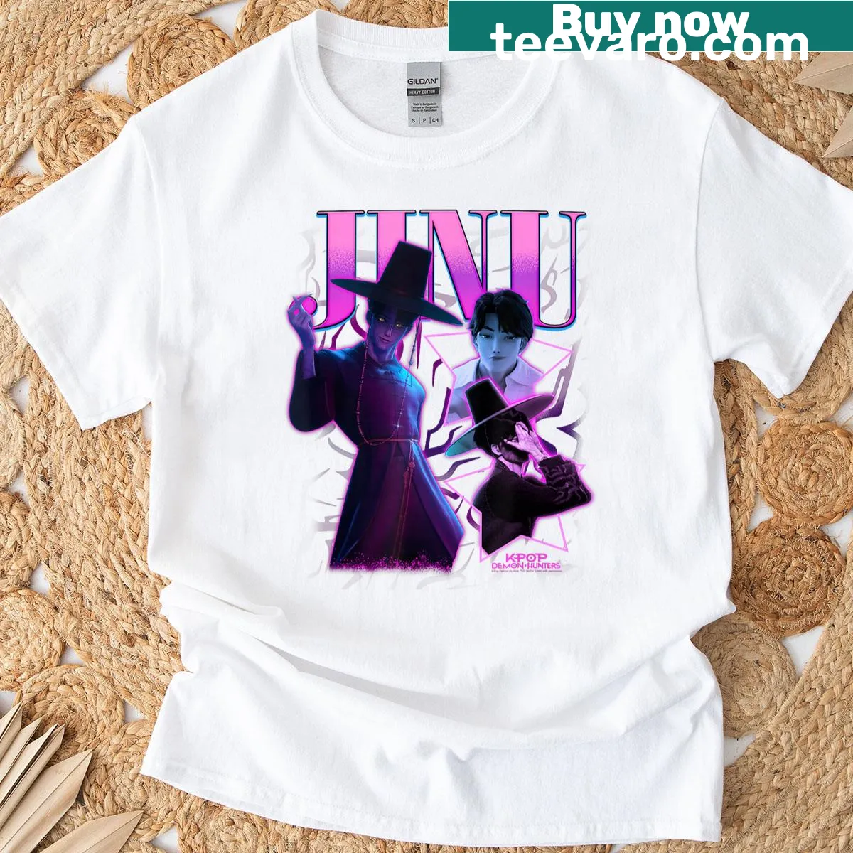 Y2K style Halloween poster design T-shirt — on a men's t-shirt