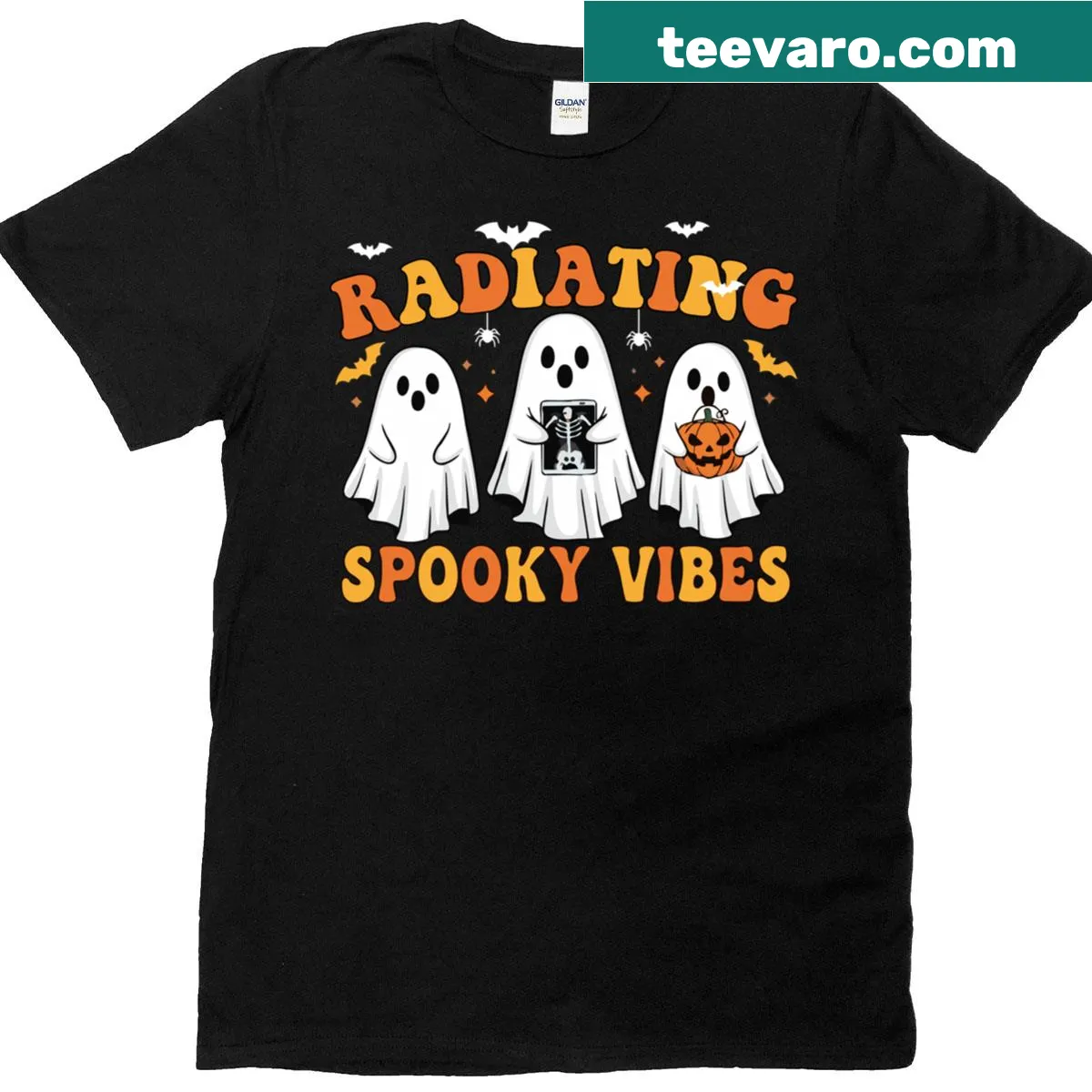 T-shirt with a ghost and X-ray design for radiology techs — on a men's t-shirt