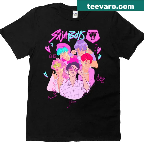 Premium Halloween-themed t-shirt with cartoon Saja Boys demons