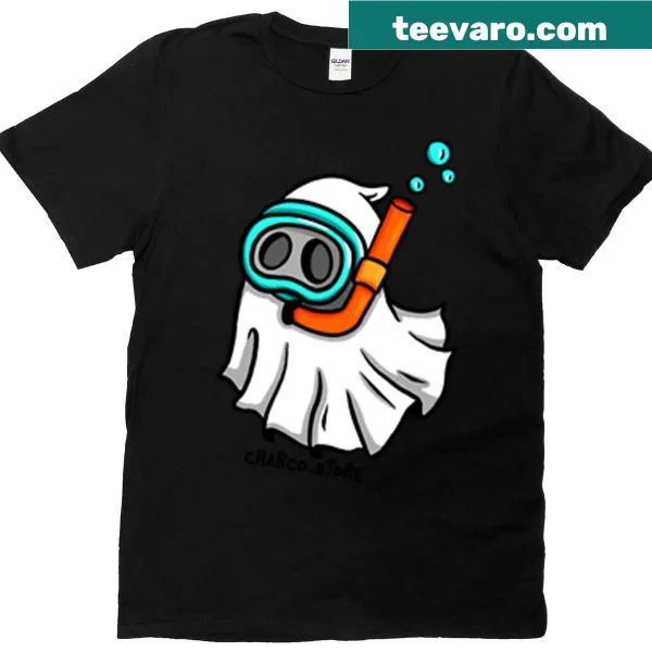 Funny scuba diver ghost graphic on Halloween t-shirt