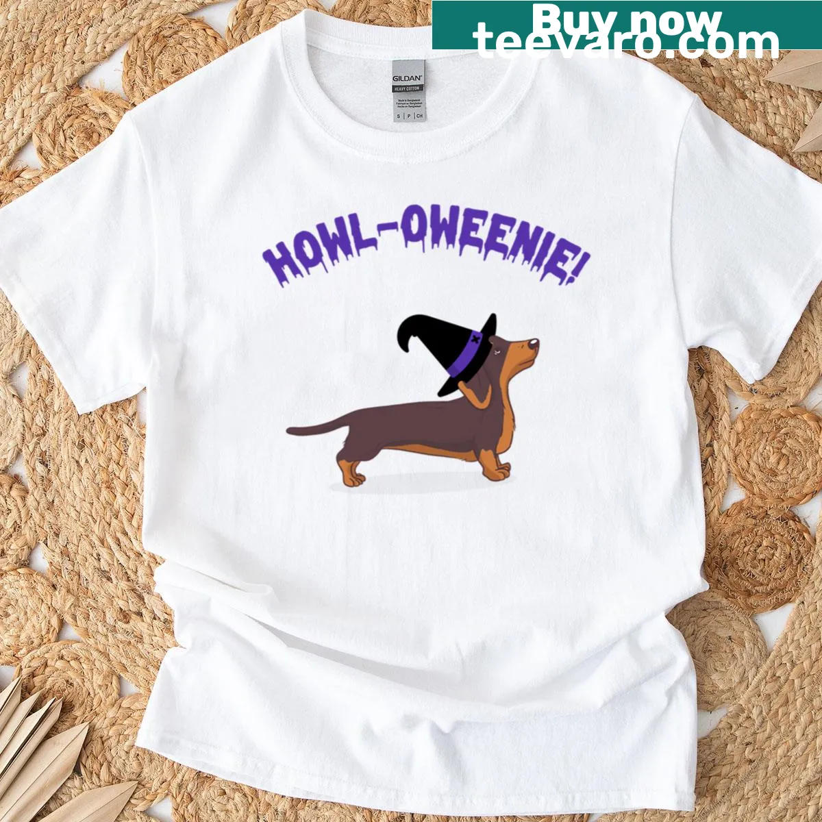 Funny dachshund Halloween costume T-shirt — on a men's t-shirt