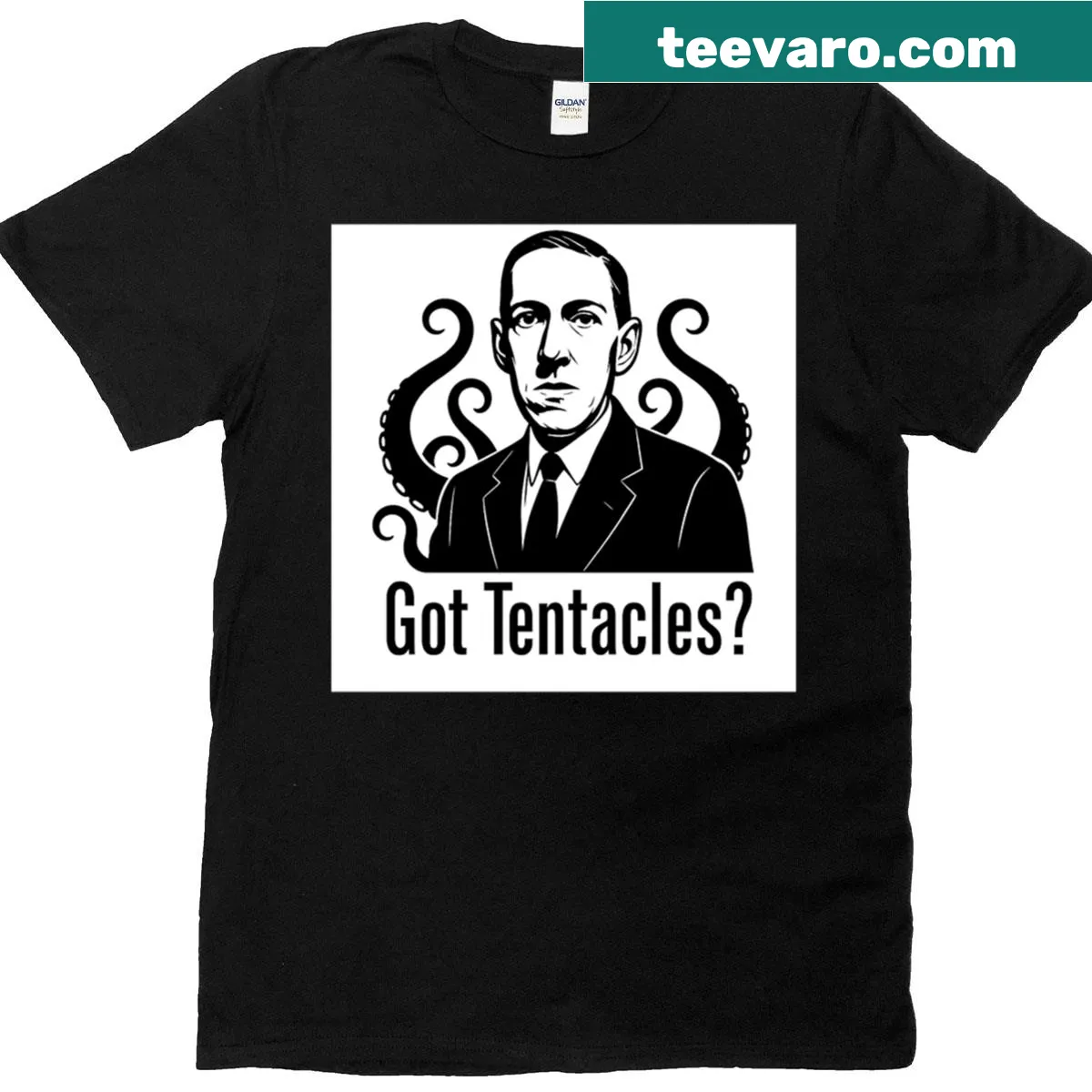 T-shirt with a graphic of tentacles inspired by H.P. Lovecraft — on a men's t-shirt