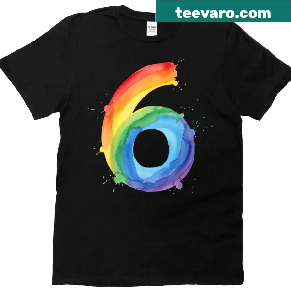 Birthday T-shirt with the text 'I Am Already 6' in watercolor design