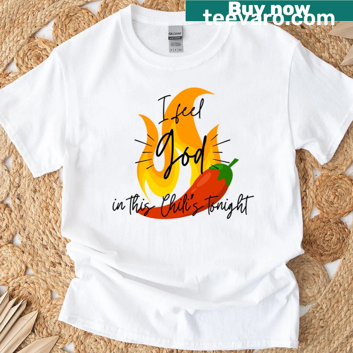 T-shirt featuring The Office quote 'I Feel God In This Chili's Tonight' — on a men's t-shirt
