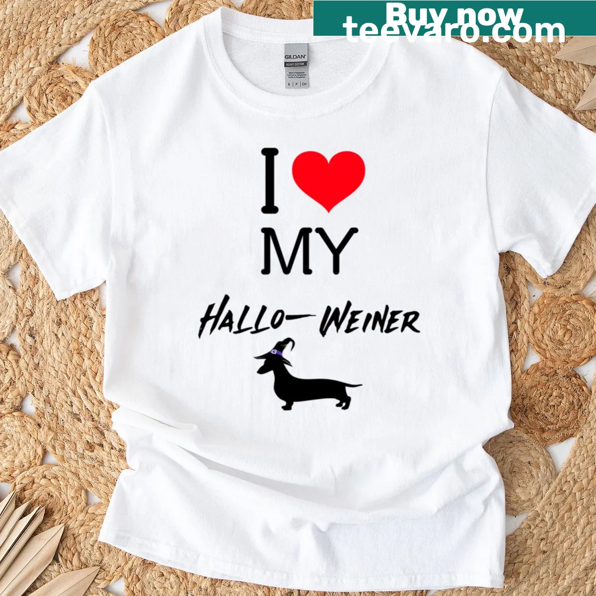 Funny Halloween t-shirt featuring dachshund design with playful text — on a men's t-shirt