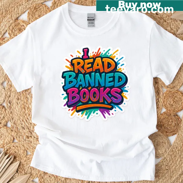 Graffiti-style T-shirt celebrating banned books and free speech