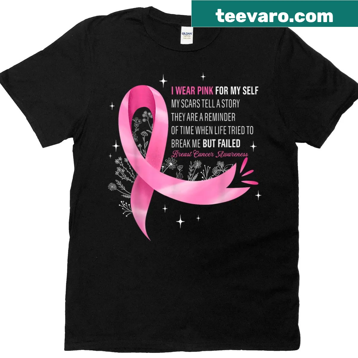Pink breast cancer awareness t-shirt for women — on a men's t-shirt