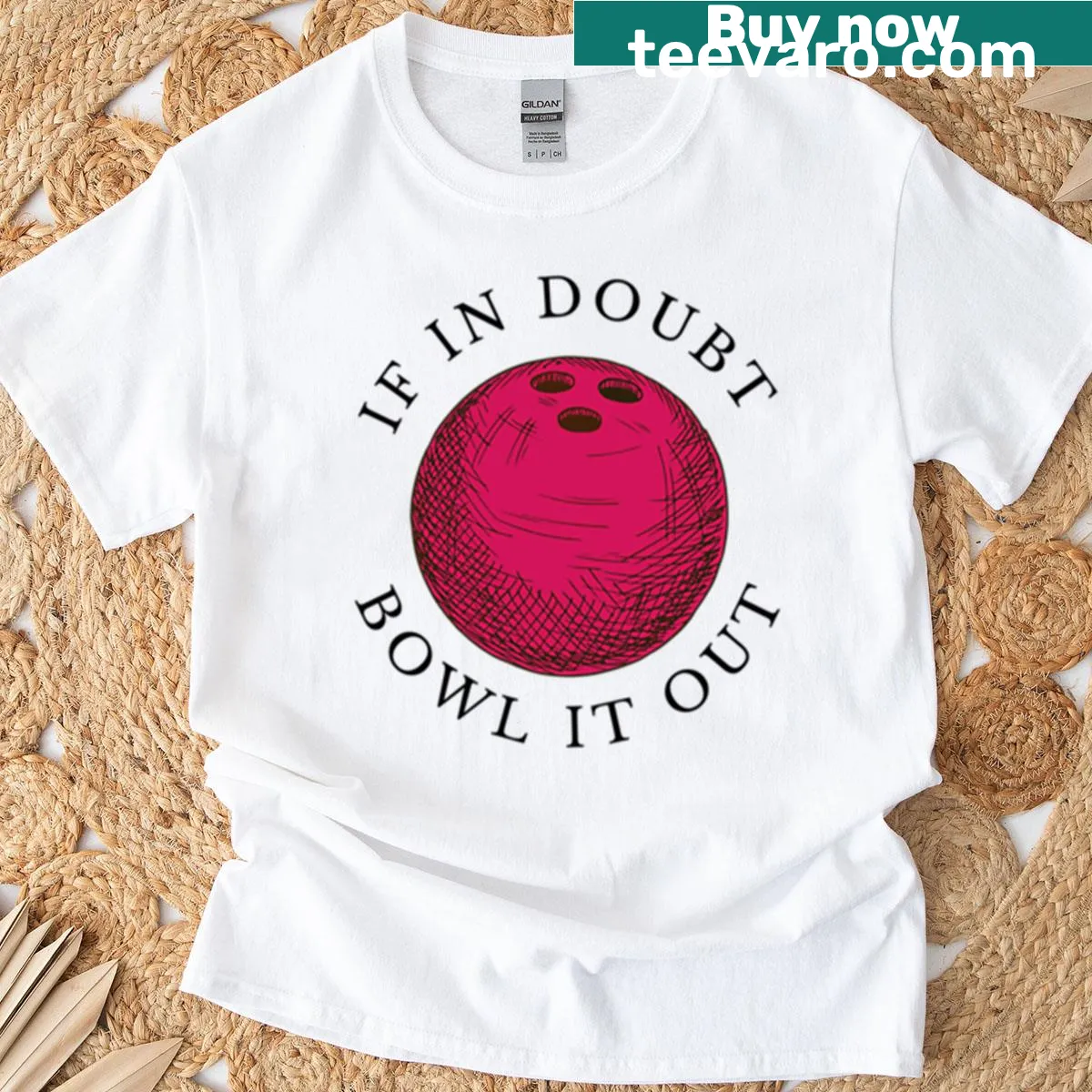 Playful t-shirt with the phrase 'If In Doubt Bowl It Out' printed on it. — on a men's t-shirt