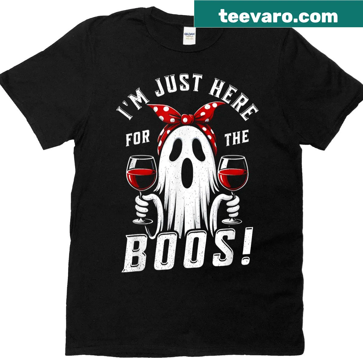 Cute Halloween t-shirt with ghost design and funny text — on a men's t-shirt