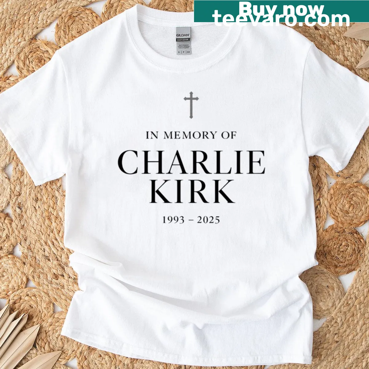 Memorial T-shirt honoring Charlie Kirk — on a men's t-shirt