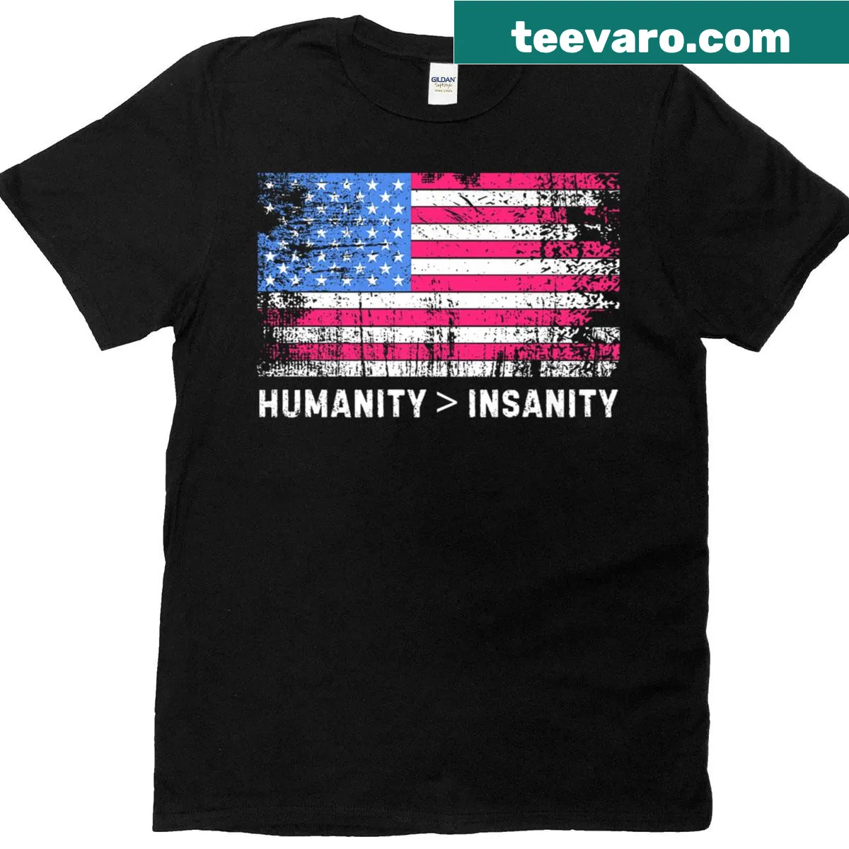 American flag t-shirt with inspirational message — on a men's t-shirt