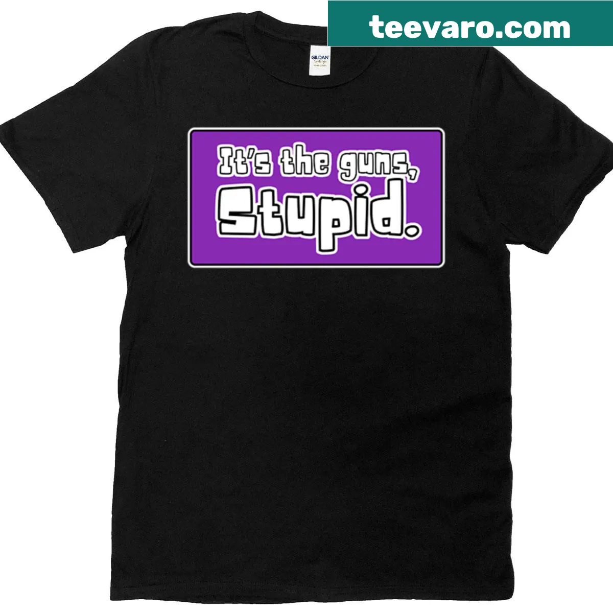 Bold political statement t-shirt about guns — on a men's t-shirt