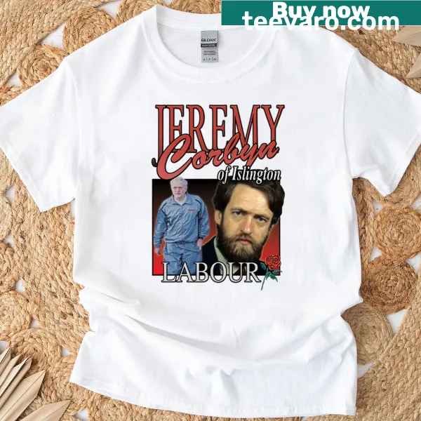 Vintage T-shirt featuring Jeremy Corbyn and Labour theme.