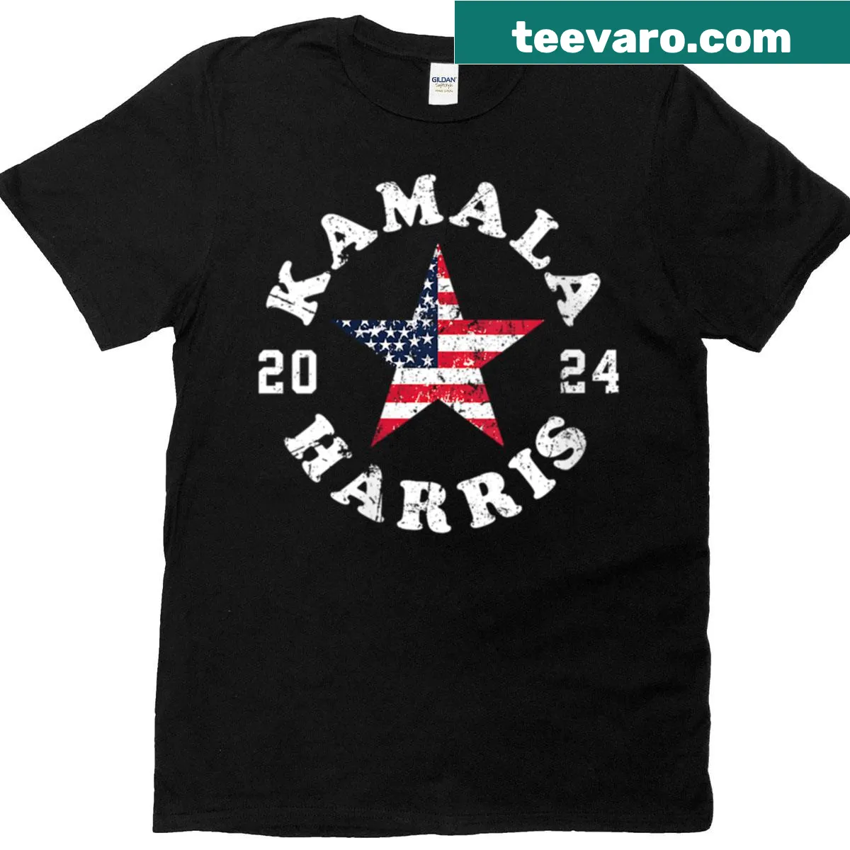 Kamala Harris 2024 campaign active t-shirt — on a men's t-shirt