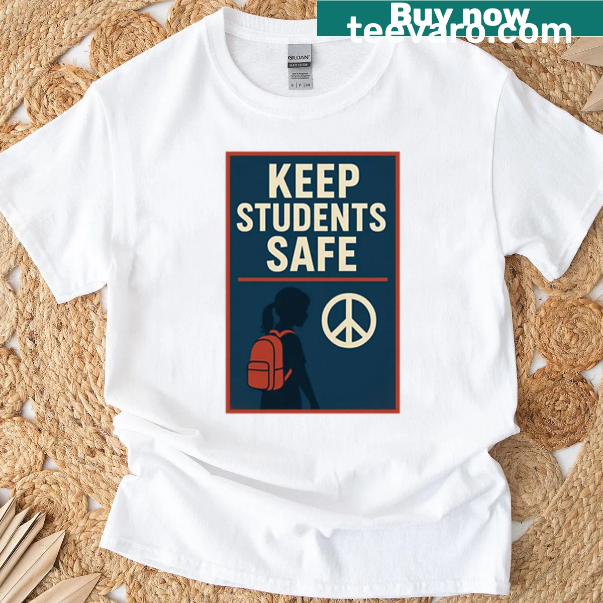 T-shirt with the message 'Keep Students Safe' displayed prominently. — on a men's t-shirt