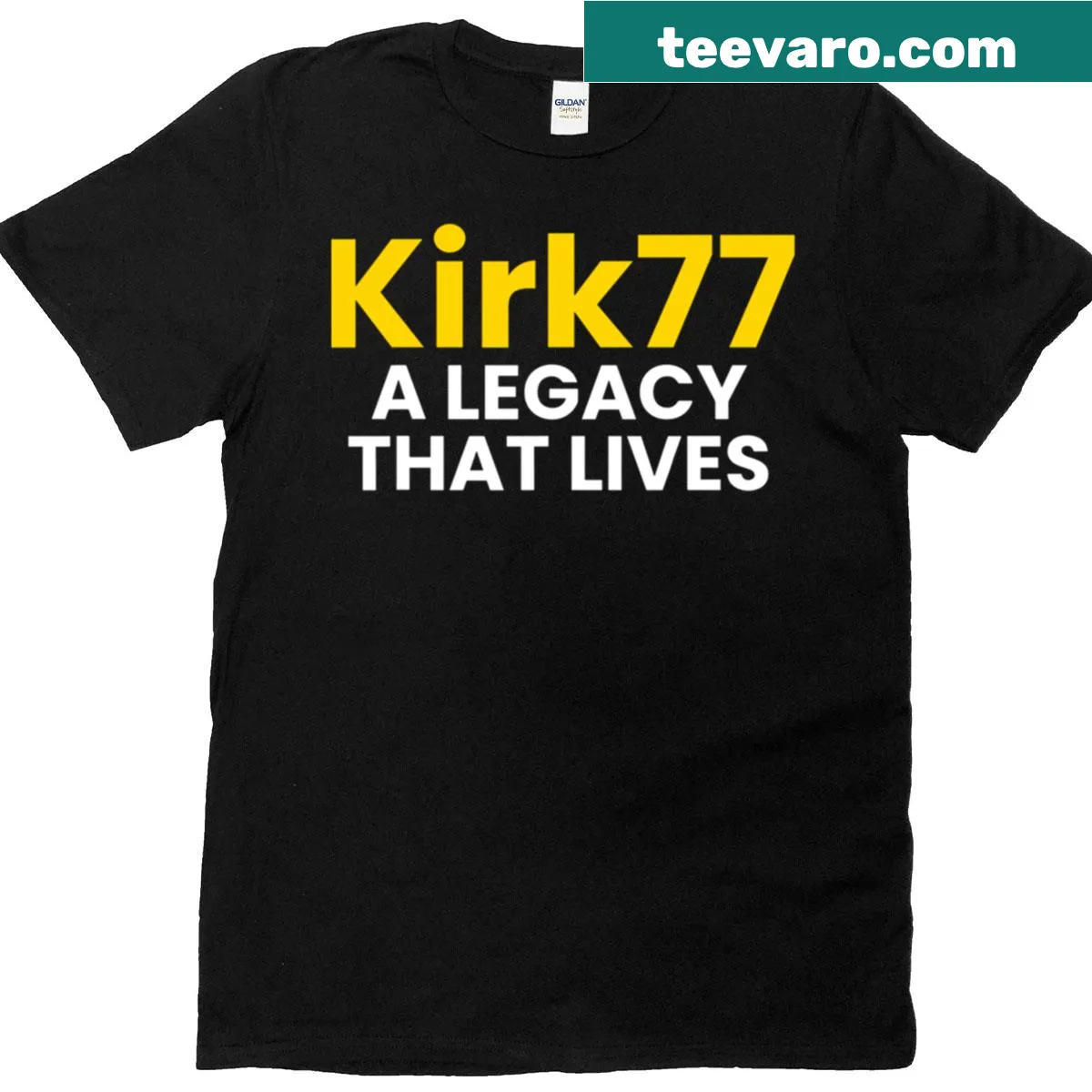T-shirt honoring a legacy with bold typography — on a men's t-shirt