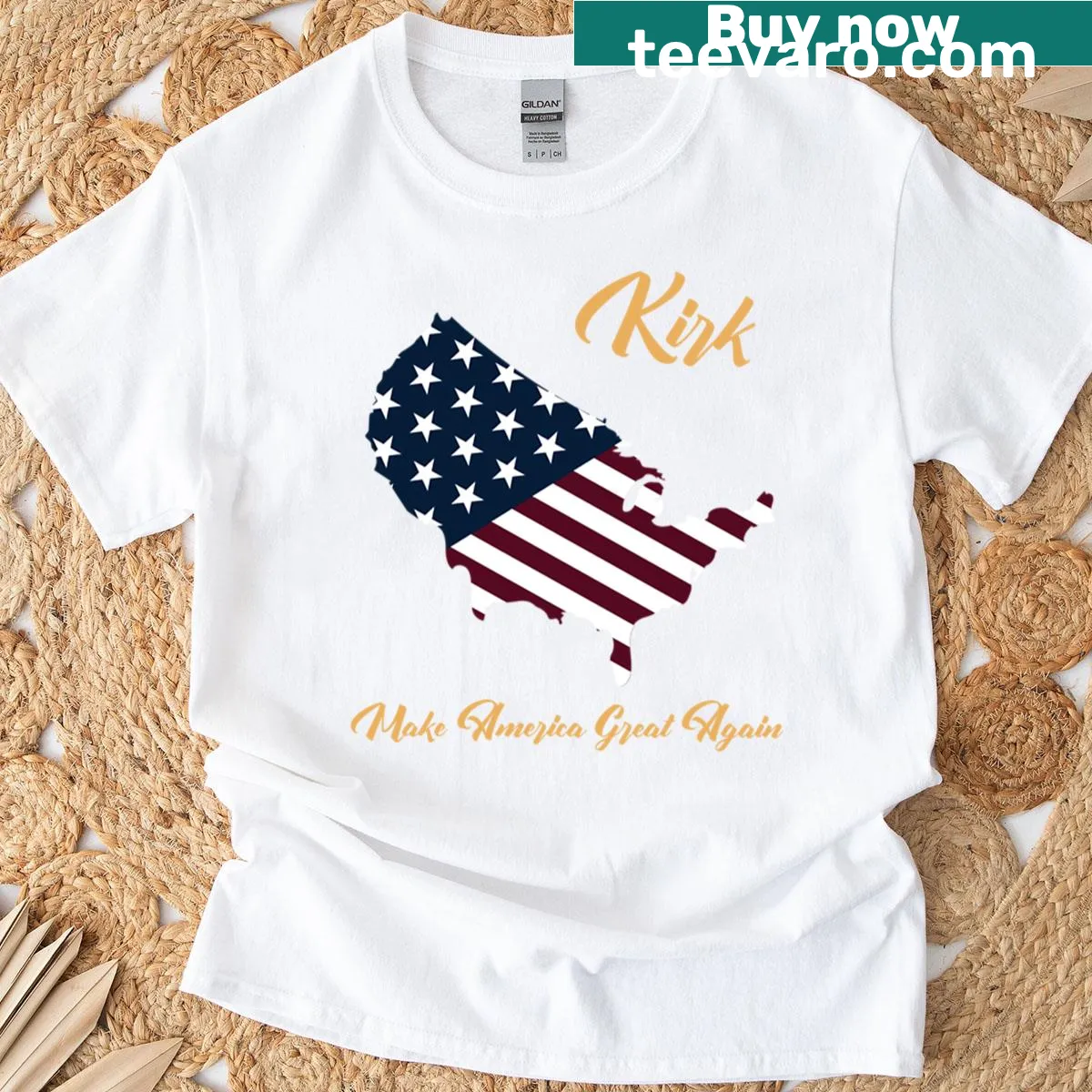 Patriotic T-shirt featuring the phrase Make America Great Again — on a men's t-shirt
