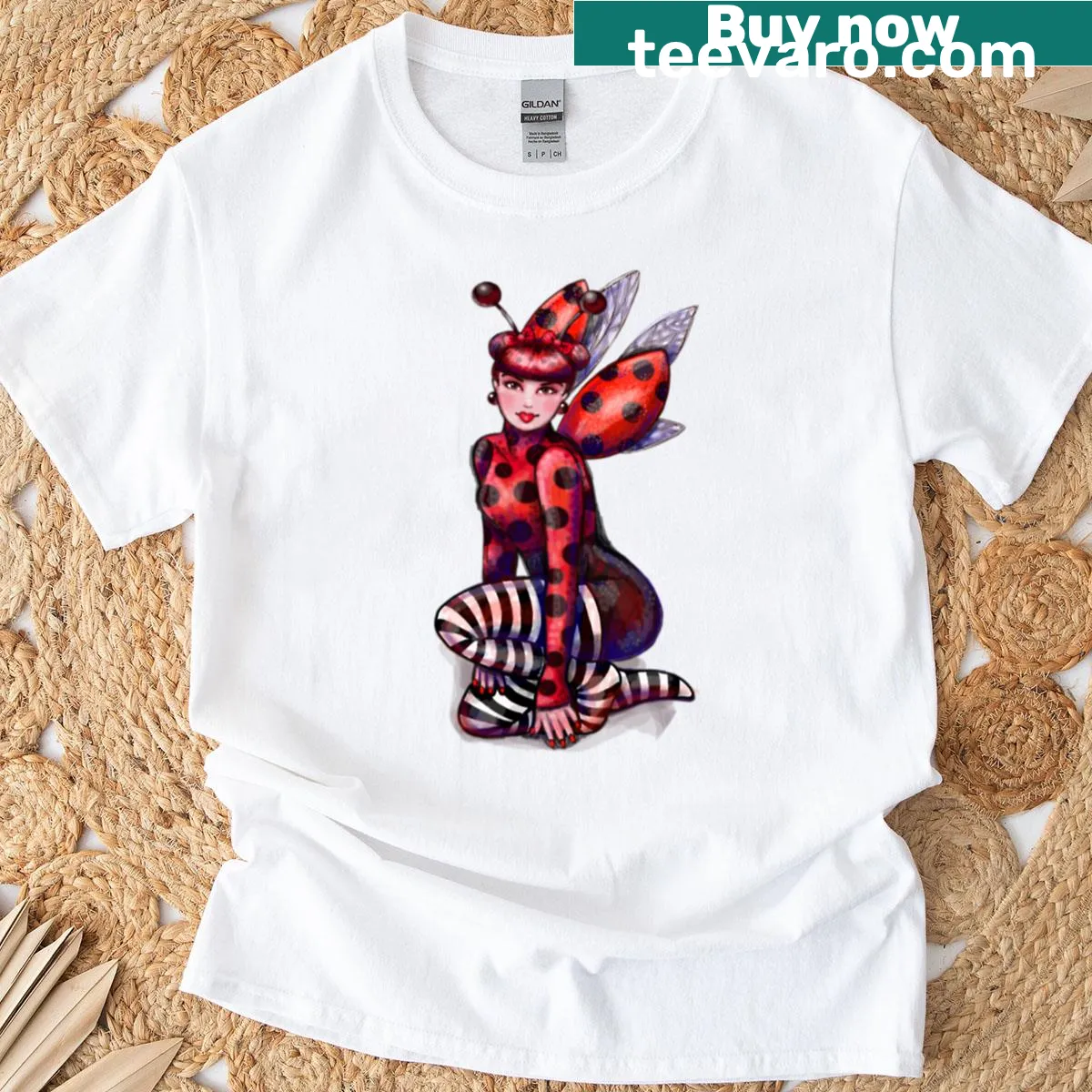 Charming T-shirt with a ladybug fairy graphic — on a men's t-shirt