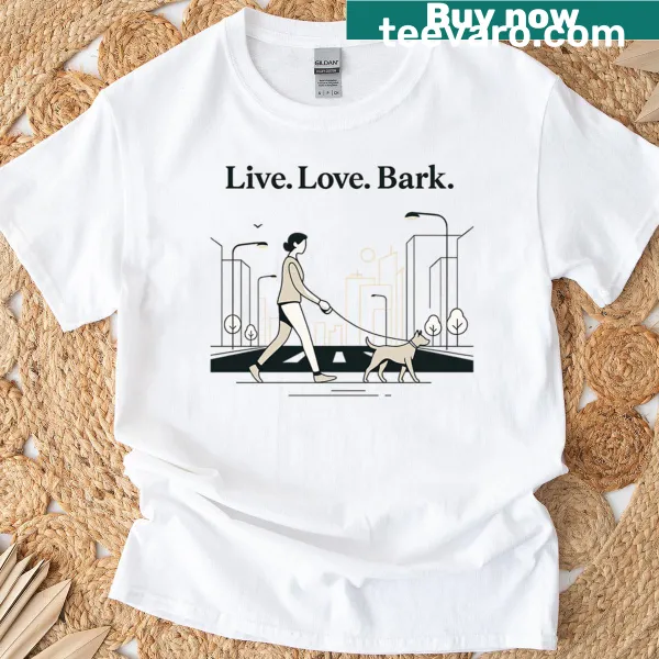Illustration of playful dogs on a street design T-shirt