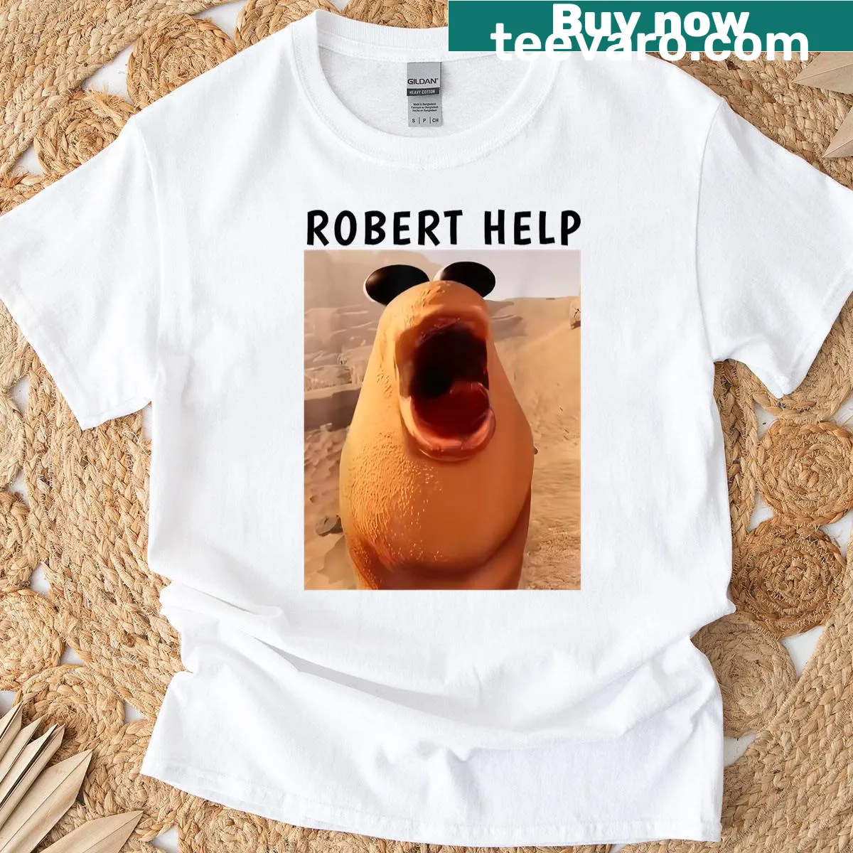 Funny meme graphic featuring Marcus The Worm on a t-shirt — on a men's t-shirt